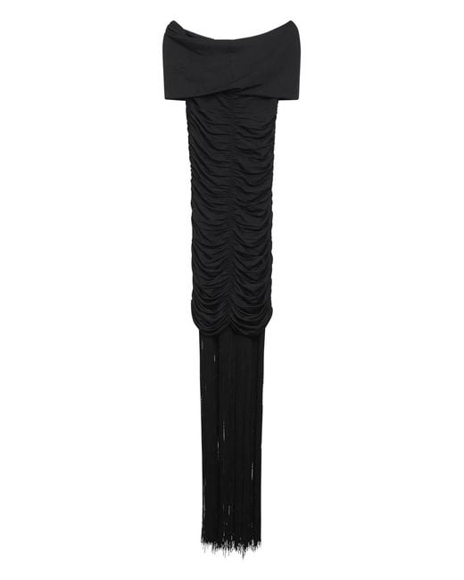 Khaite Black Draped Midi Dress