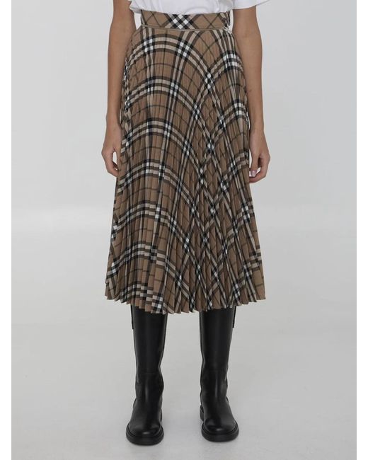 Burberry Natural Embroidered Polyester Blend Skirt