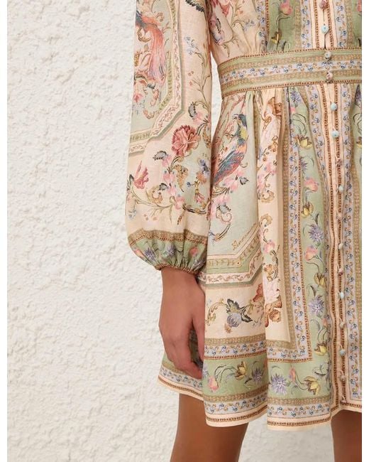Zimmermann Natural Roselight Plunge Mini Dress