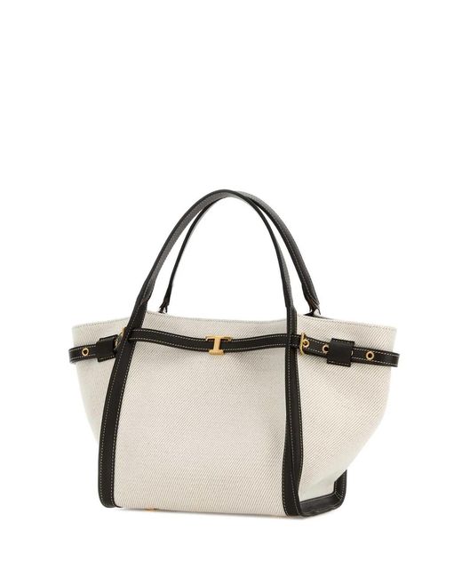 Tod's Natural Tim Shopping Tessuto Piccola