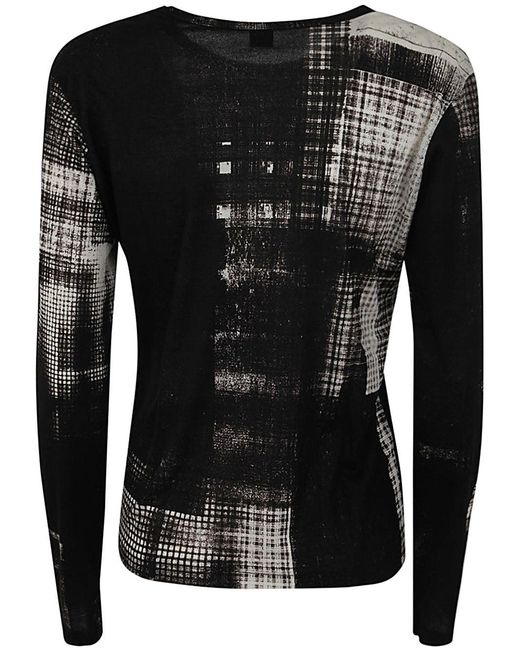 Y's Yohji Yamamoto Black Round Neck Long Sleeve T