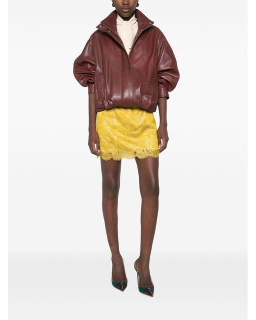 Saint Laurent Yellow Laced Mini Skirt