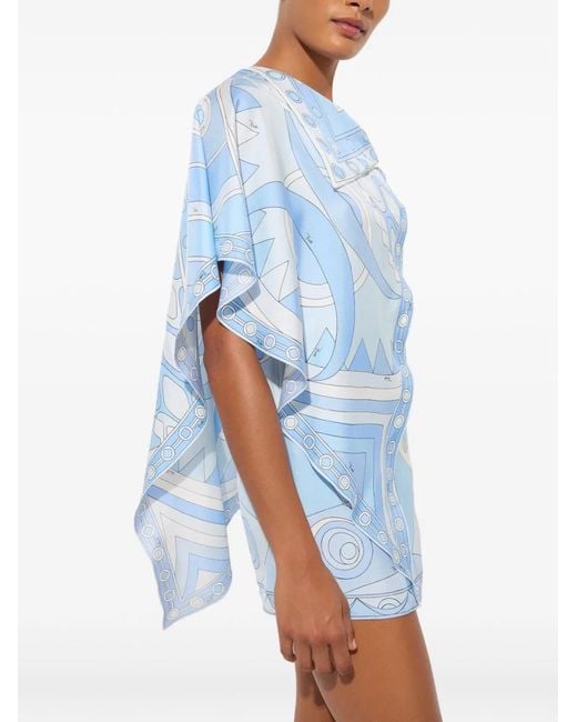 Emilio Pucci Blue Printed Silk Mini Dress