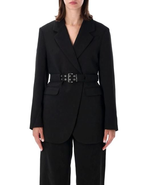 Ganni Black Bonded Crepe Blazer
