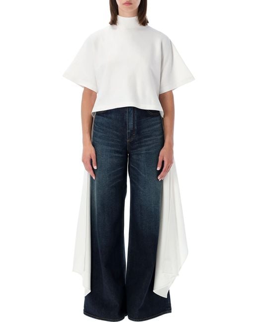 Alaïa Blue Alaia Asym Tshirt Cotton Jersey