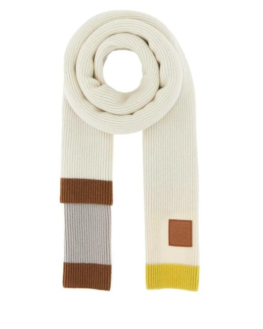 Loewe White Two-Tone Wool Scarf