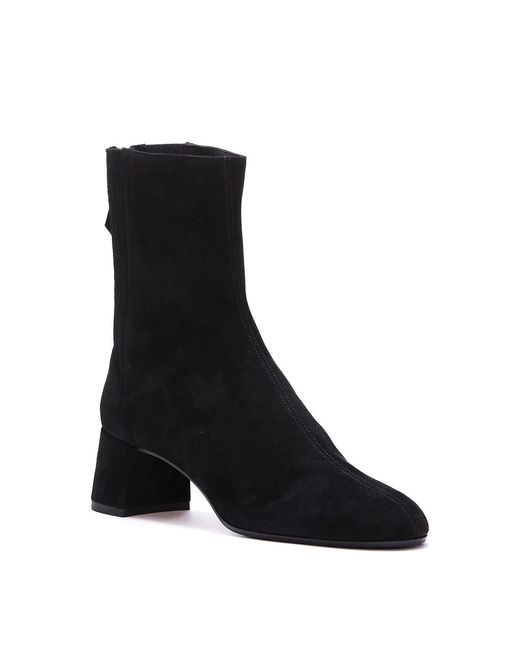 Aquazzura Black Suede Booties With Rear Zip