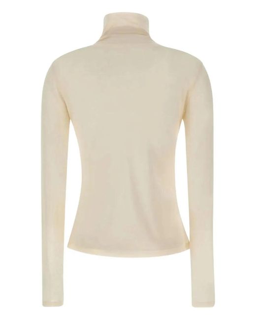 Boss White High-Neck Sweater With Long Sleeves