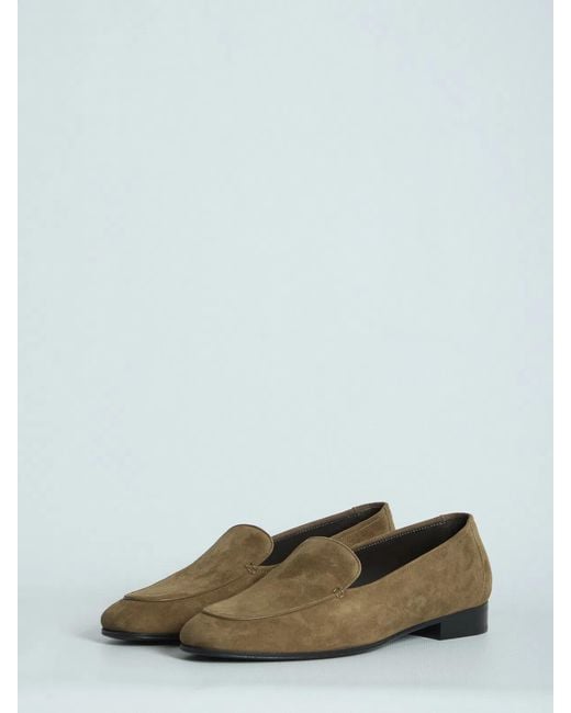 The Row Green Suede Adam Loafers