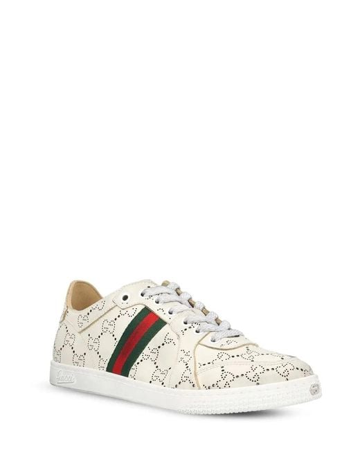 Gucci White Gg Web Sneakers