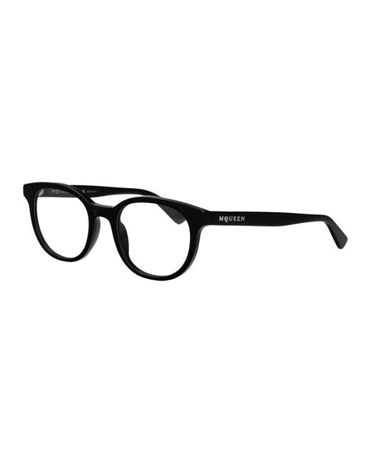 McQueen Black Transparent Acetate Glasses for men