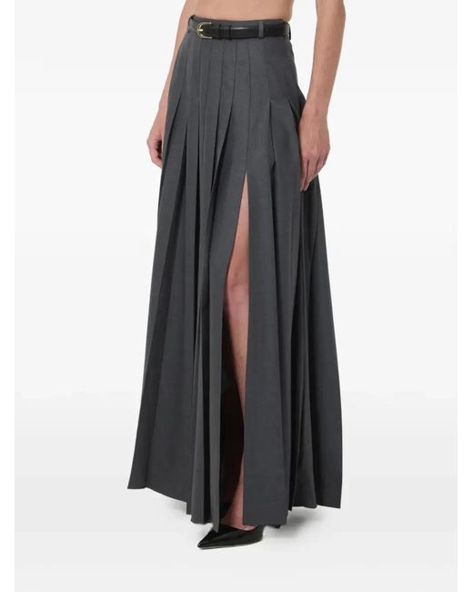 Self-Portrait Black Belted Pleated Maxi Skirt