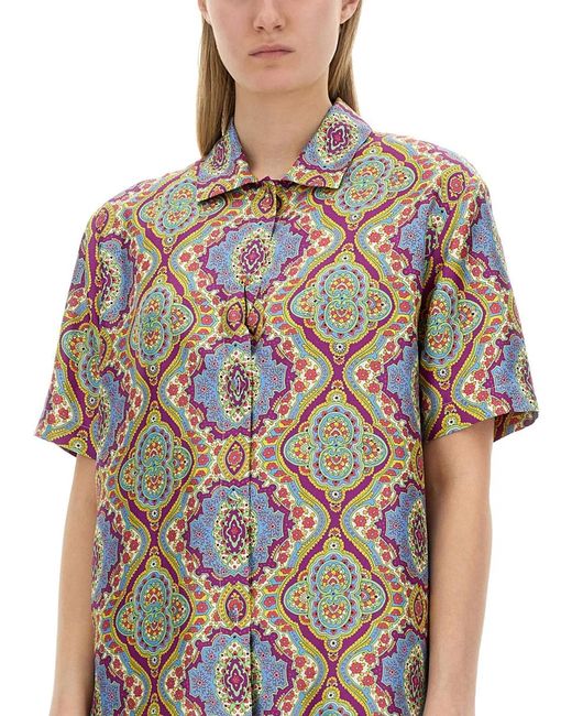 Etro Red Printed Silk Shirt