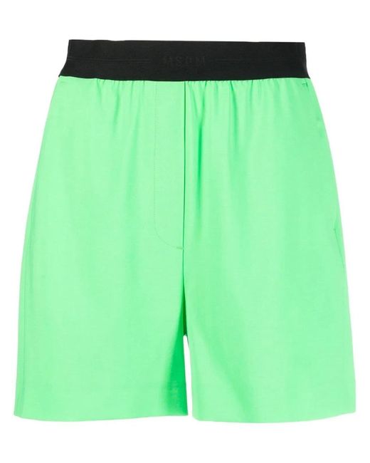 MSGM Green Wool Bermuda
