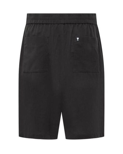 AMI Black Elasticated Waist Bermuda Shorts for men