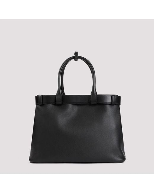 Prada Black Leather Buckle Large Handbag