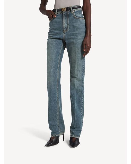 Balenciaga Blue High Waist Slim Jeans