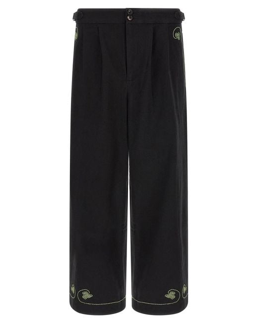 Bode Black 'Lucky Draw' Pants for men