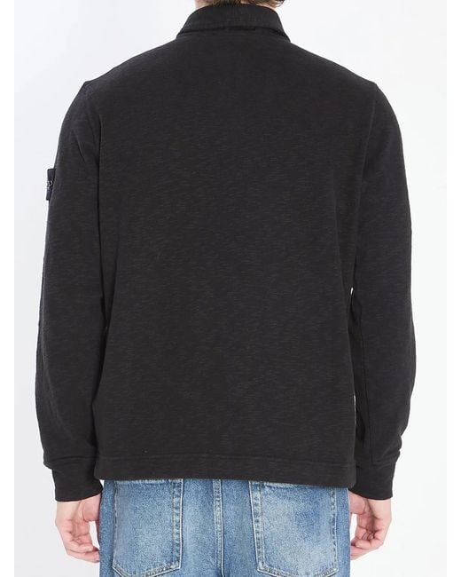 Stone Island Black Long-Sleeve Polo Shirt for men