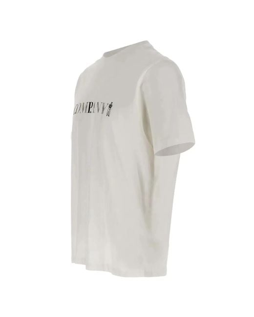 C P Company White C.P.Company Cotton Tshirt With Printed Logo Jersey 301 for men