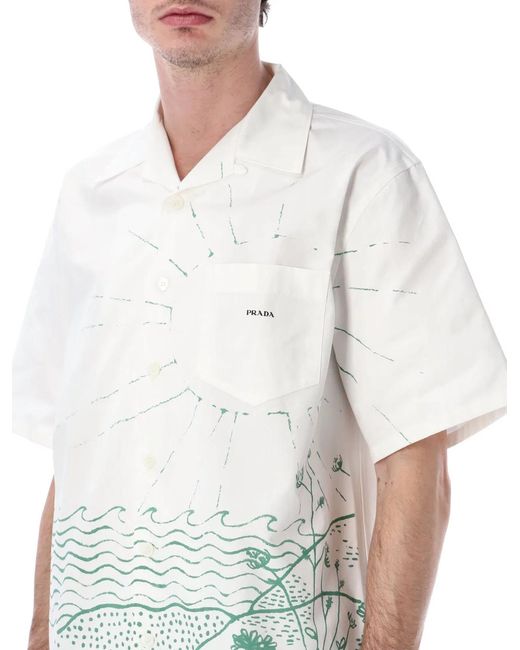 Prada White Graphic Print Shirt for men