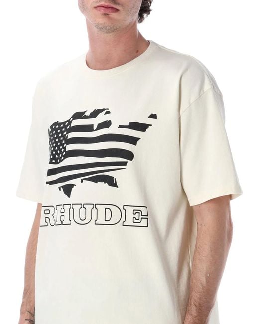 Rhude White Banner Cotton T-Shirt for men