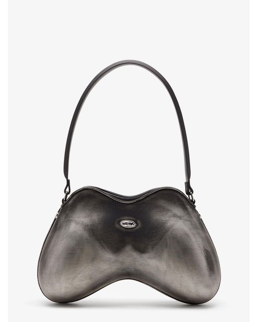 DIESEL Gray Double-D Shoulder Pu Shoulder Bag