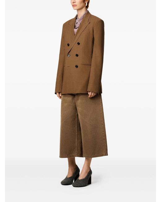 AMI Brown Double-Breasted Wool Jacket
