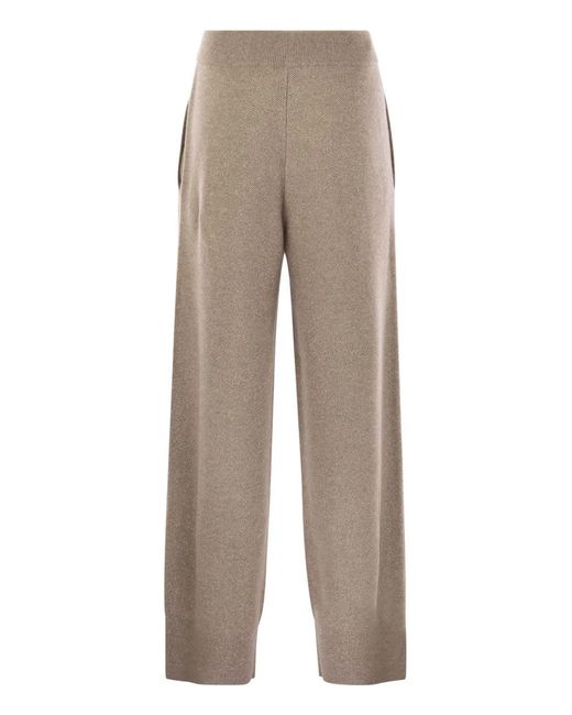 Brunello Cucinelli Gray English Rib Cashmere And Viscose Knit Trousers