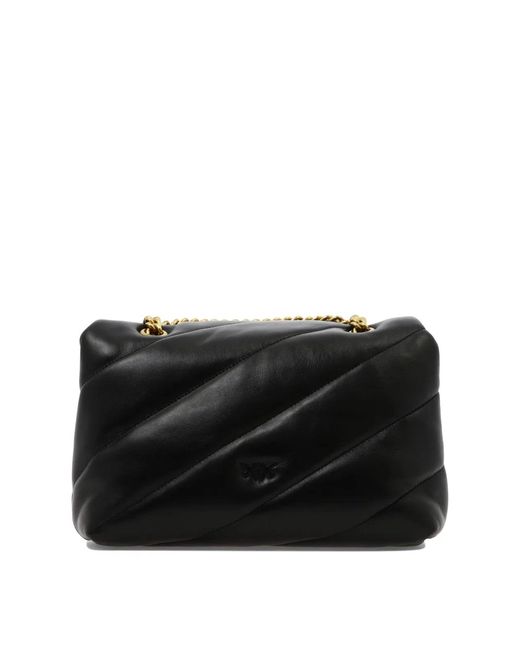 Pinko Black Calf Leather Polyurethane Polyamide Crossbody Bags
