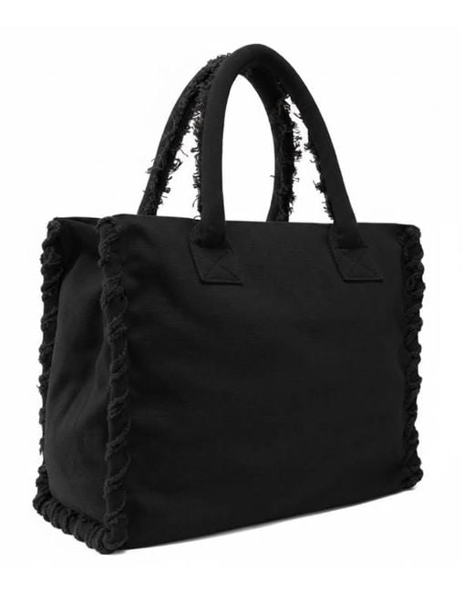 Pinko Black Cotton Tote Bag