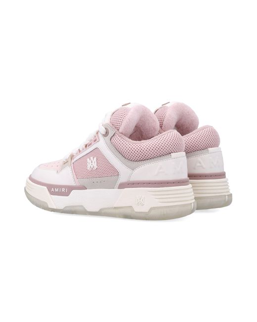 Amiri Pink Ma-1 Leather And Mesh Sneakers