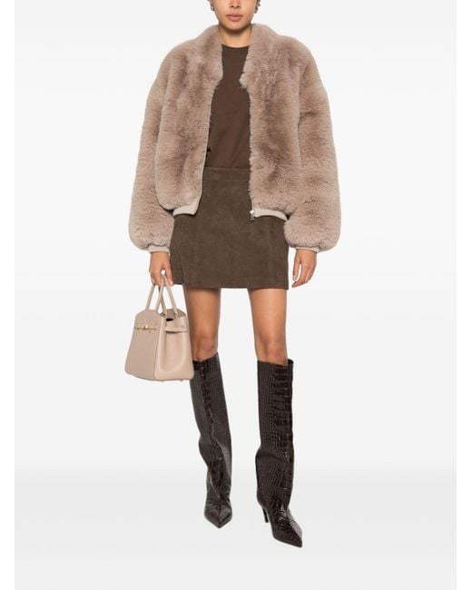 DUNST Brown Suede Effect Mini Skirt