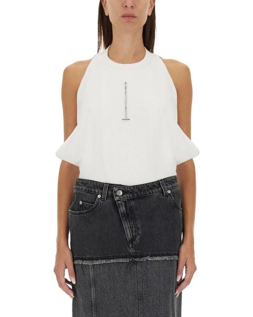 McQueen White Ribbed Tank Top