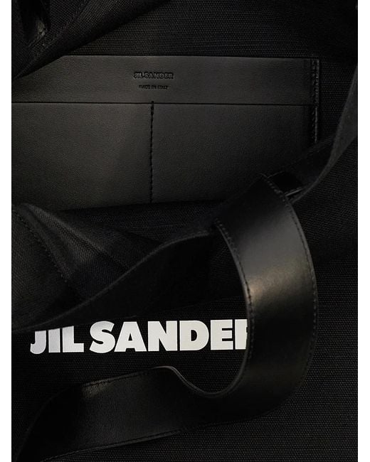 Jil Sander Black 'Flat Shopper' Large Shopping Bag