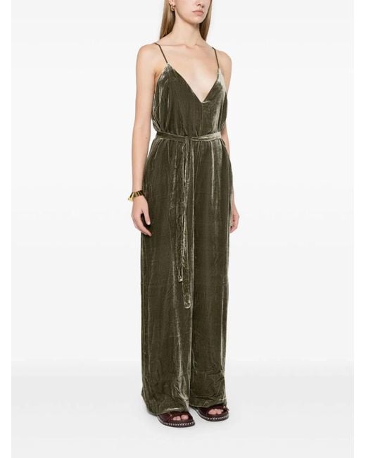 Gold Hawk Green Velvet Jumpsuit