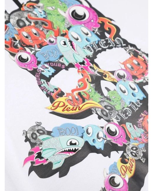 Philipp Plein White Maxi T-Shirt Skull