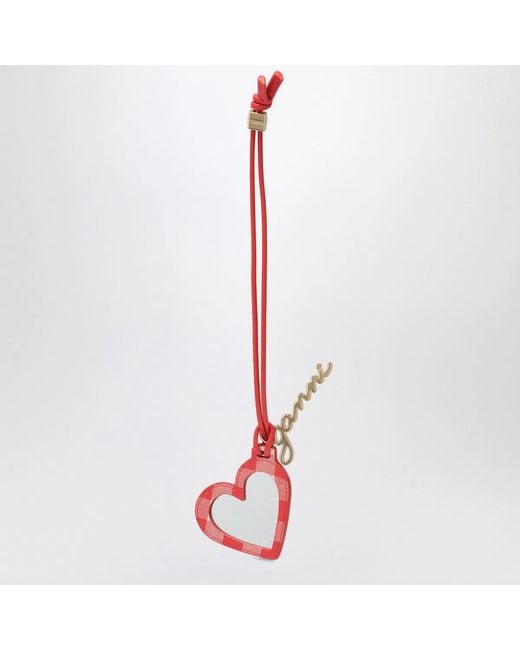 Ganni Red Heart-Shaped Mirror Bou