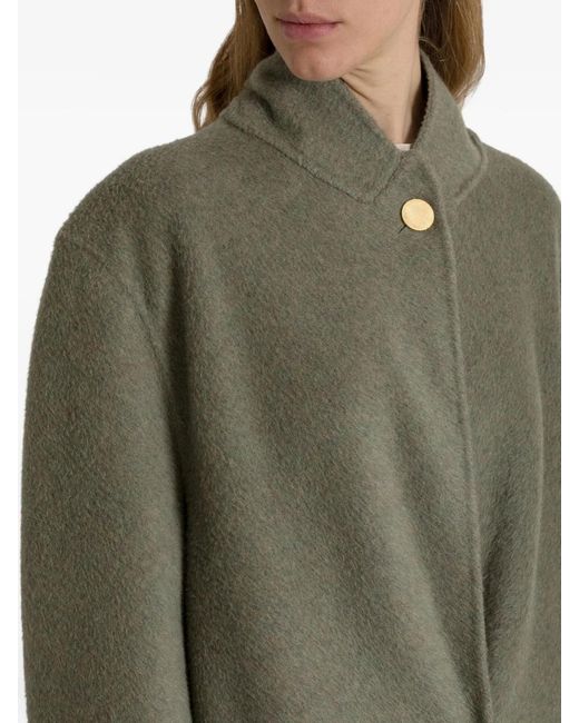 Alberta Ferretti Green Wool Silk Single Breasted Coat