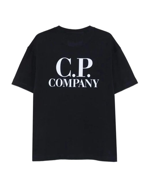 C P Company Black C.P.Company Cotton T-Shirt With Logo Print for men