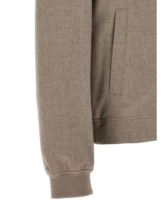 Brunello Cucinelli Gray Light Flannel Bomber Jacket for men