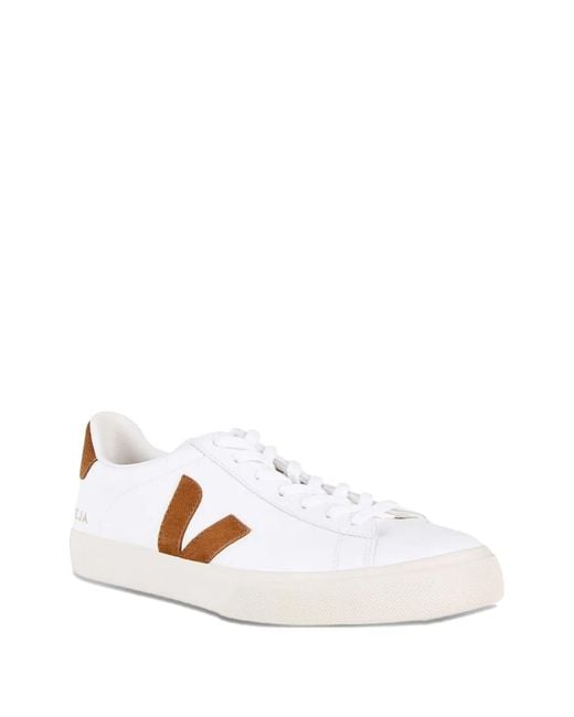 Veja White Tobacco Leather Flat Shoes for men