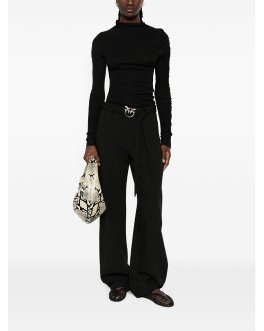 Pinko Black Polyester Viscose Trousers