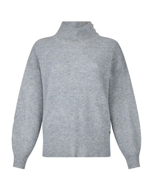 Liu Jo Gray Pearl Embellished Puff Sweater