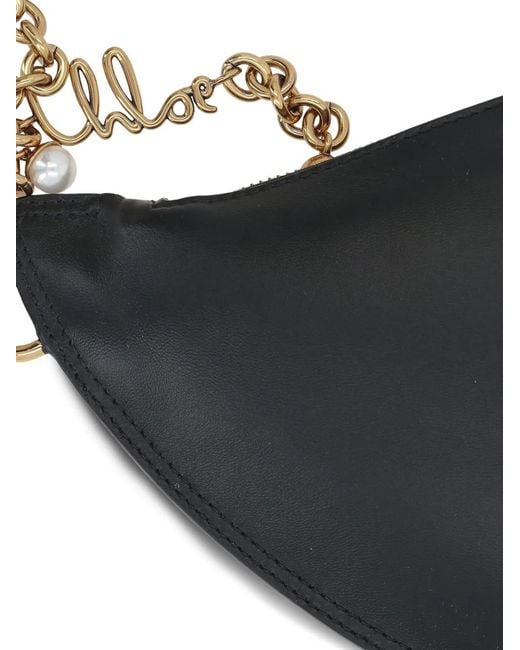 Chloé Black Half Moon Bag Chain Logo