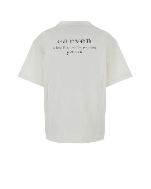 Carven White Jt413-Signature Logo T-Shirt
