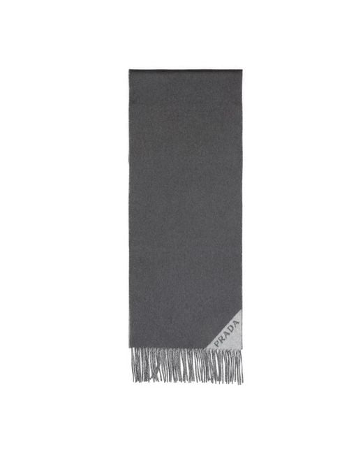 Prada Gray Charcoal Cashmere Scarf for men