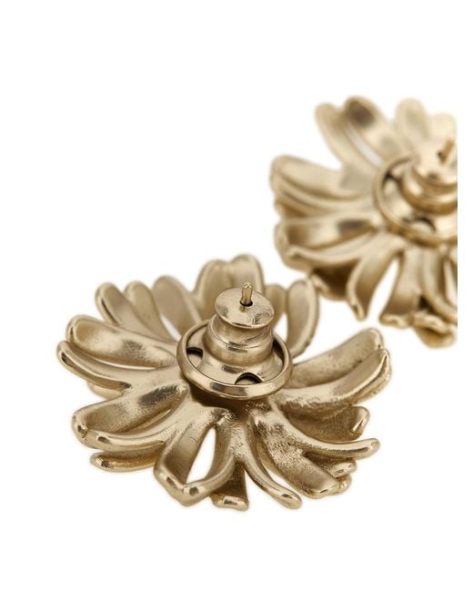 Dries Van Noten Metallic Flower Earrings