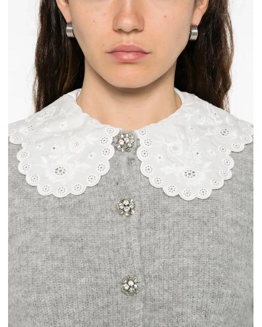 Self-Portrait Gray Lace Collar Cardigan