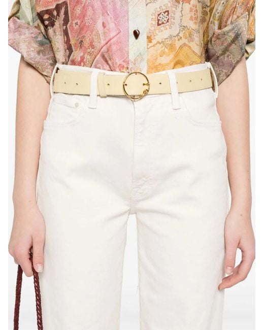 Mother White The Rambler Zip Ankle Wide Jeans